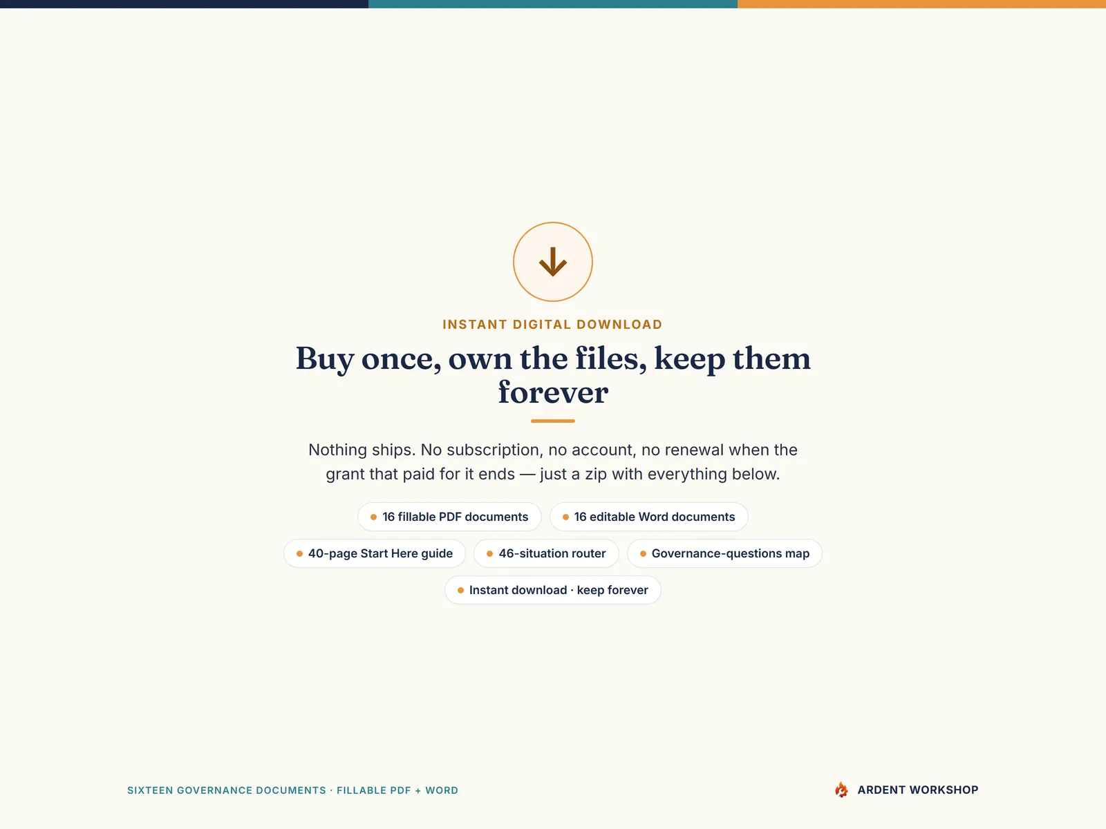 Instant download — buy once, own the files, no subscription and no account