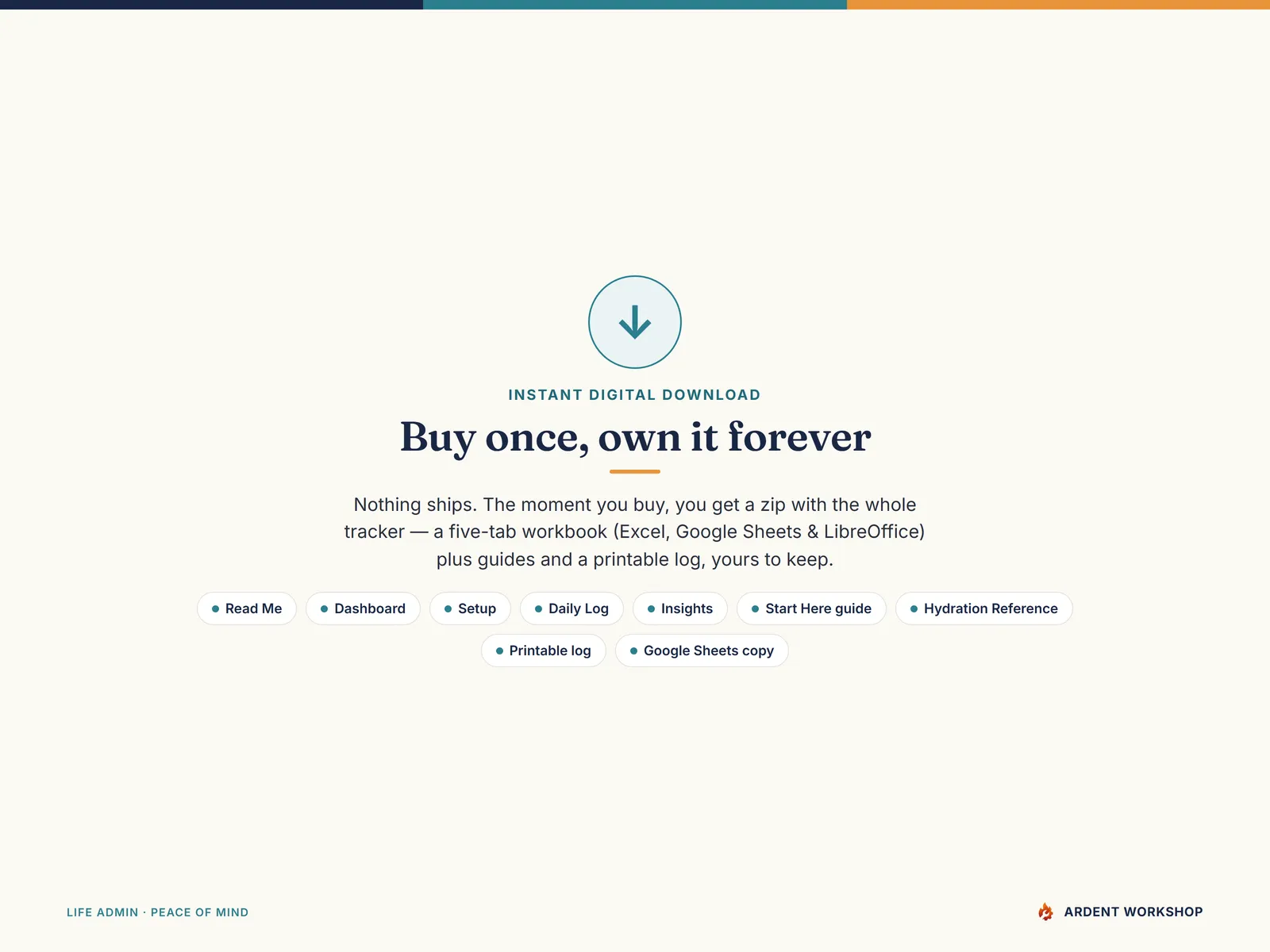 Instant digital download — buy once, own the Hydration Tracker forever