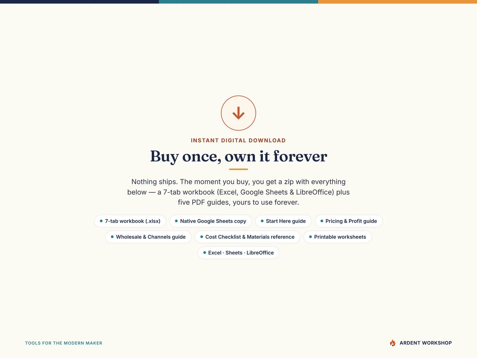 Handmade-Seller Pricing & Profit Workbook — instant digital download
