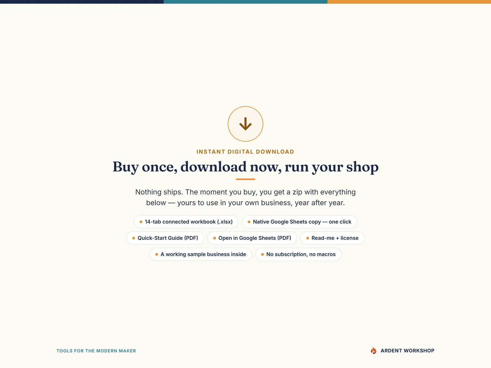 Maker's Business Operating System — instant digital download in Excel and Google Sheets