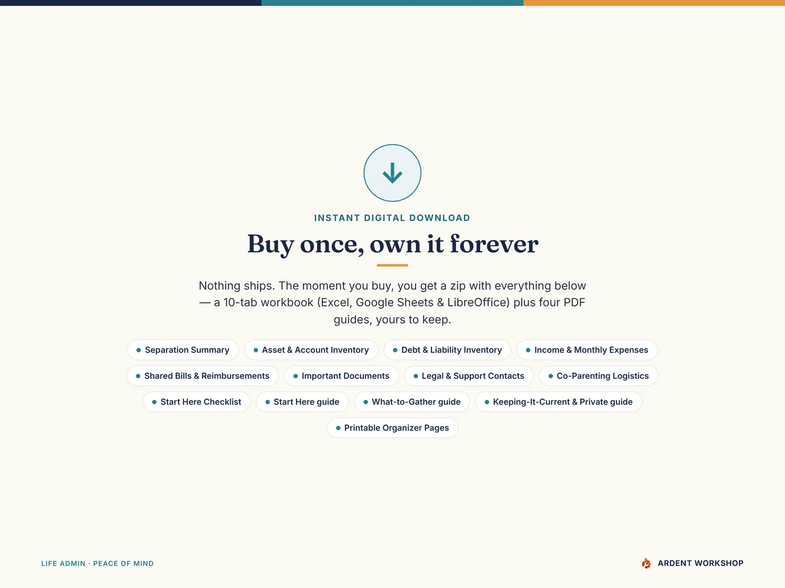 Divorce / Separation Records Organizer — instant digital download, buy once and own it