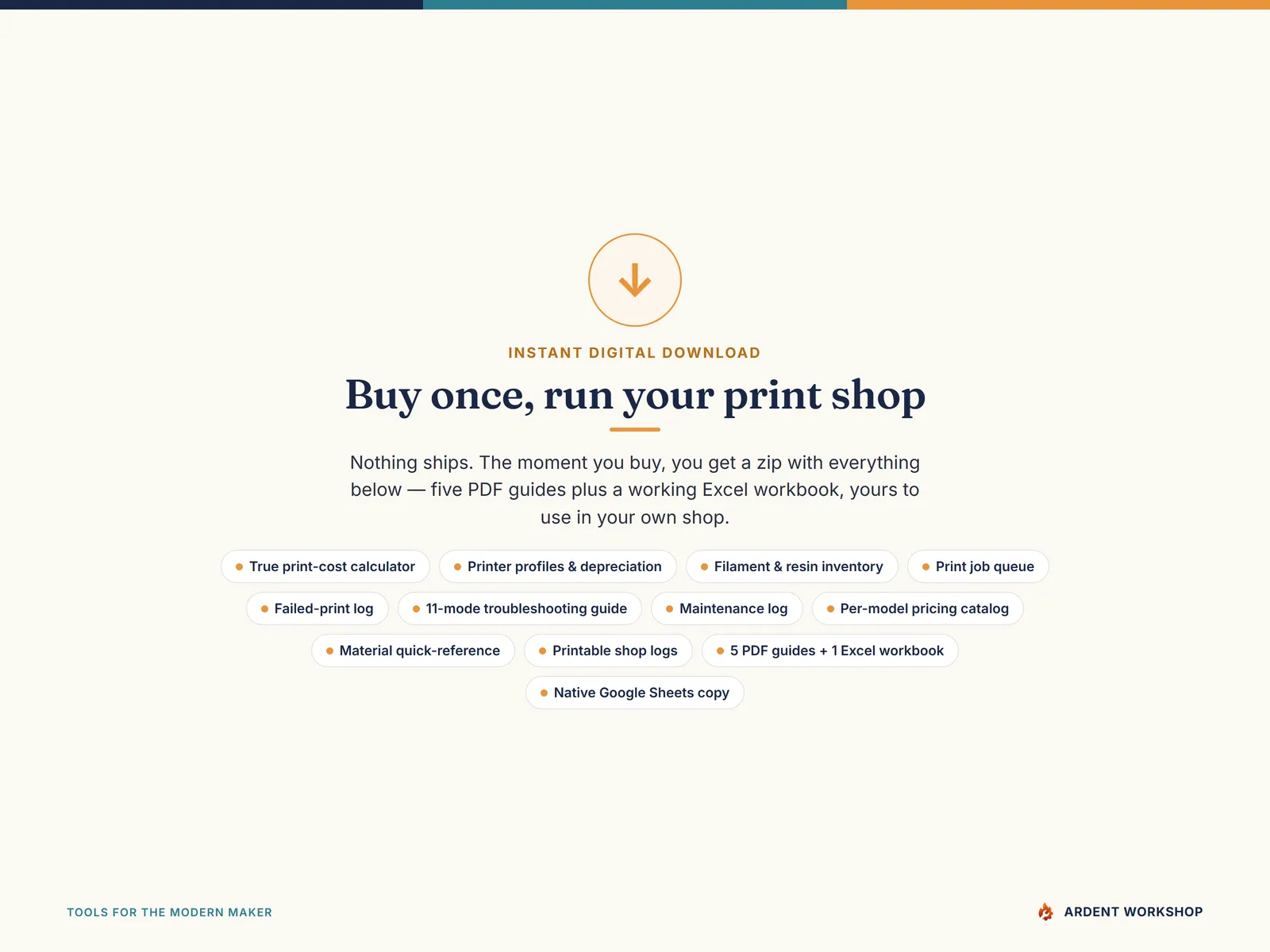 3D-Printing Shop's Filament & Print-Cost Workbook — instant digital download