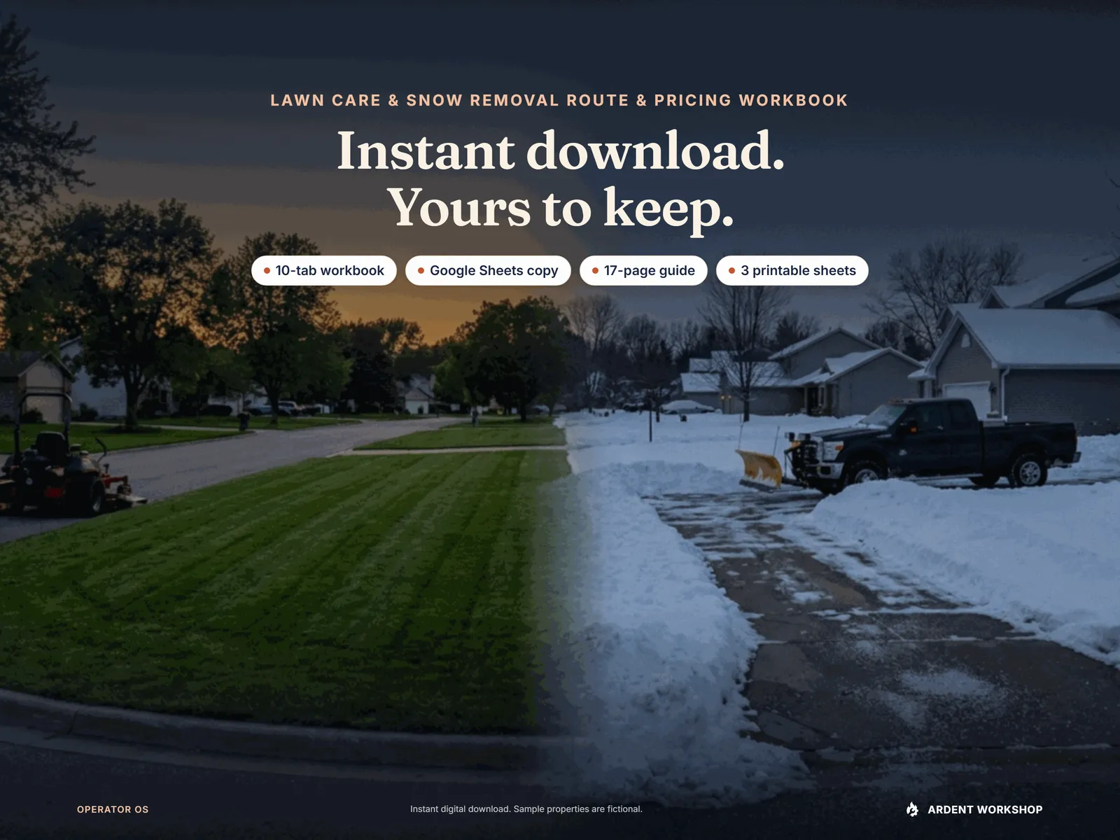 Instant download — a 10-tab workbook, a Google Sheets copy, a 17-page guide and 3 printable sheets, over the summer and winter street