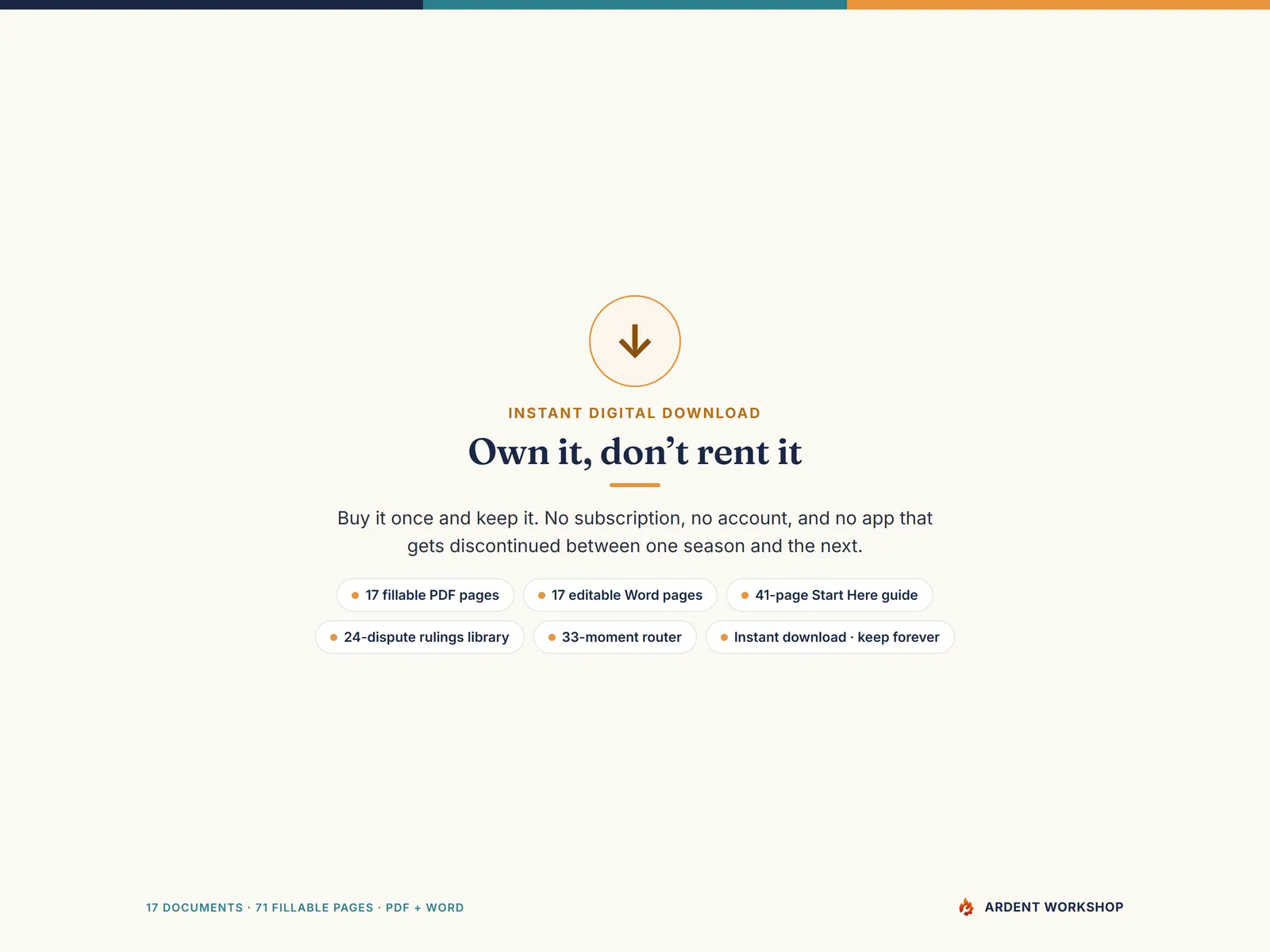 Instant digital download — own it, don't rent it