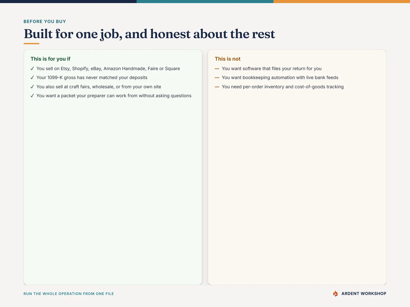 Built for one job and honest about the rest — what this workbook does and does not cover