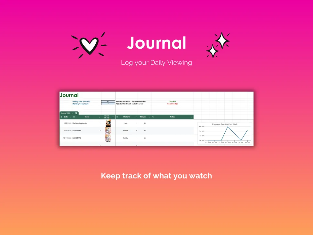 Anime Tracker - Sheets - Journal 