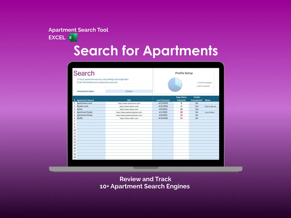 Apartment Search Tool - Excel - Search