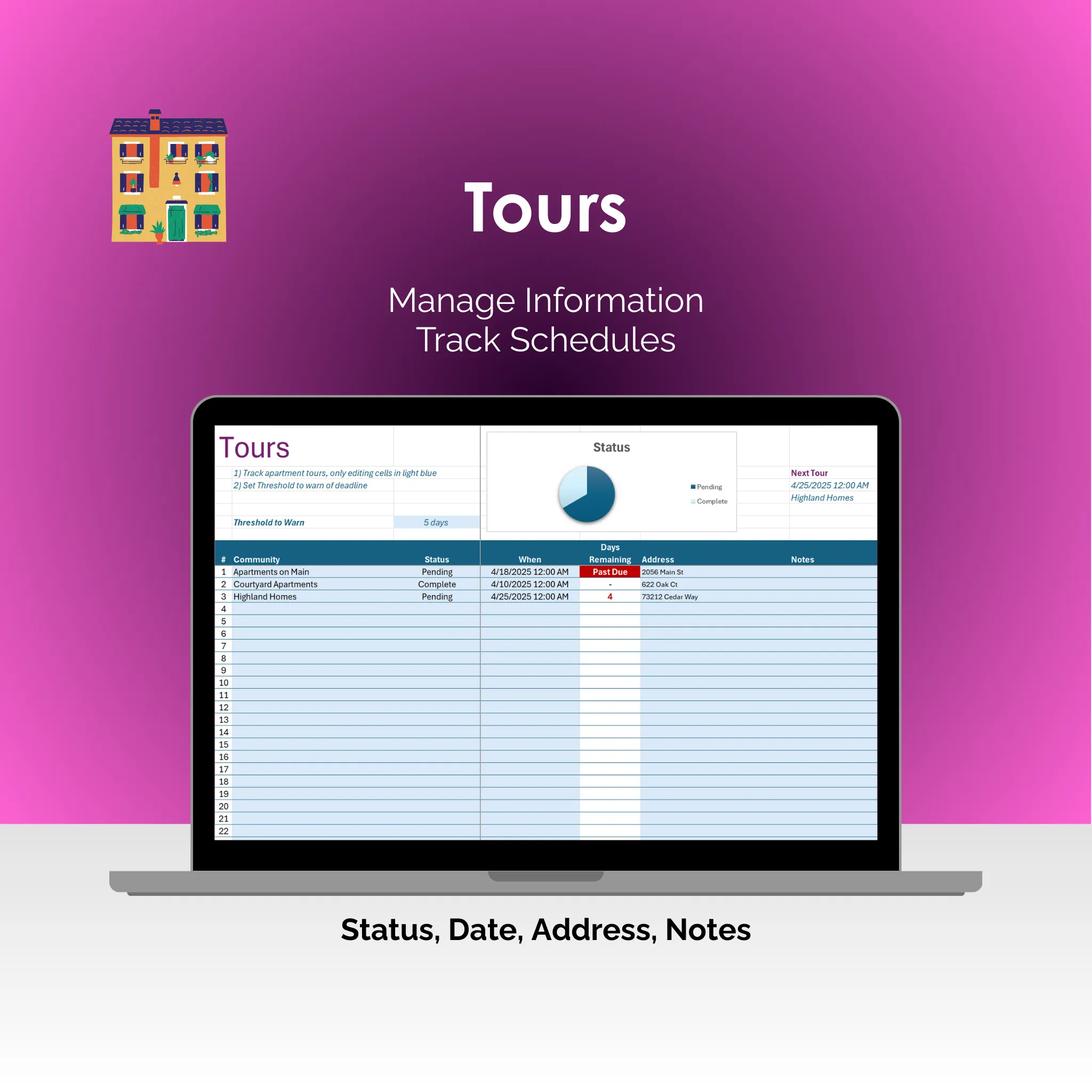 Apartment Search Tool - Excel - Tours