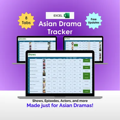 Asian Drama Tracker - Excel - Track your favorite Korean and Chinese Dramas