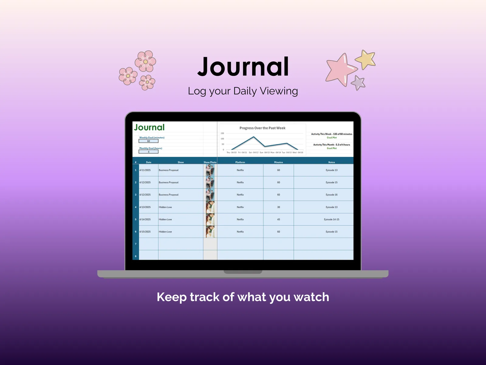 Asian Drama Tracker - Excel - Journal