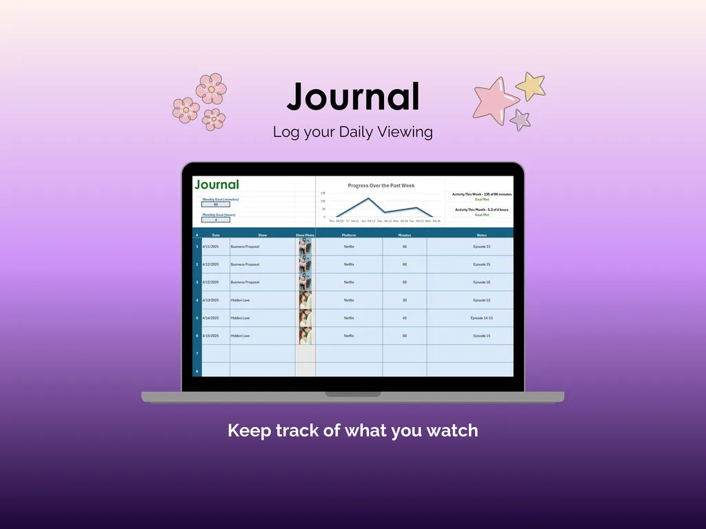Asian Drama Tracker - Excel - Journal