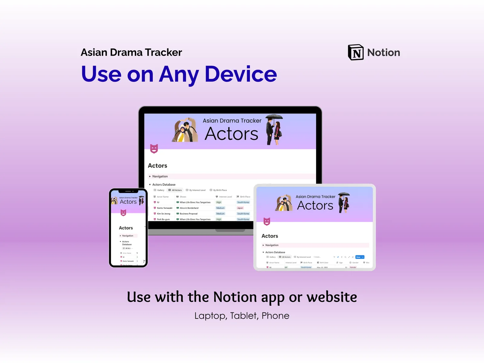 Asian Drama Tracker - Notion - Devices