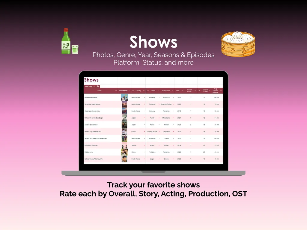 Asian Drama Tracker - Sheets - Shows"