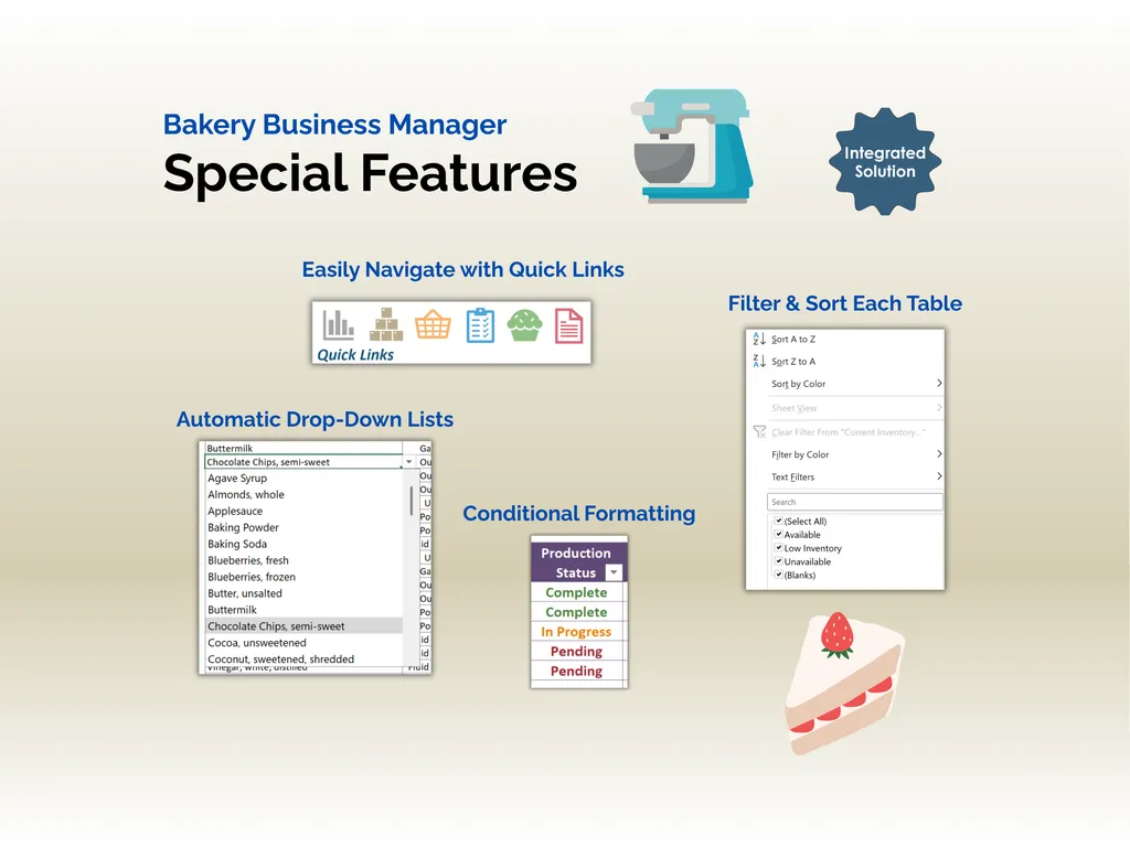 Bakery Business Manager - Excel - Special Features