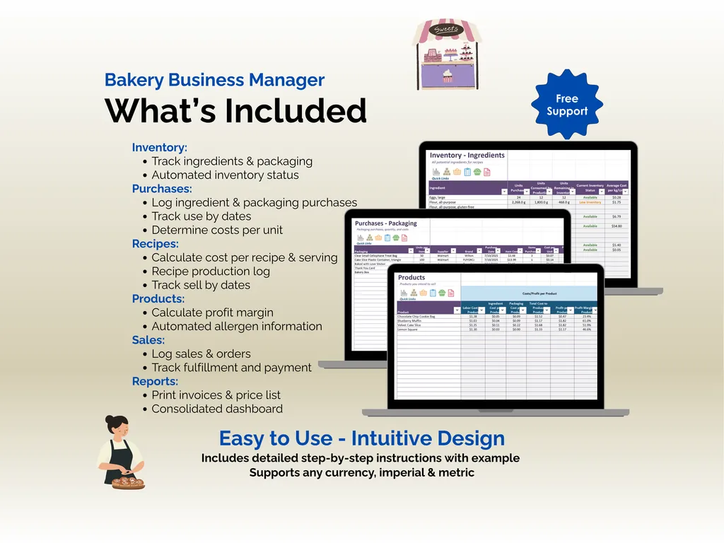 Bakery Business Manager - Excel - What is Included