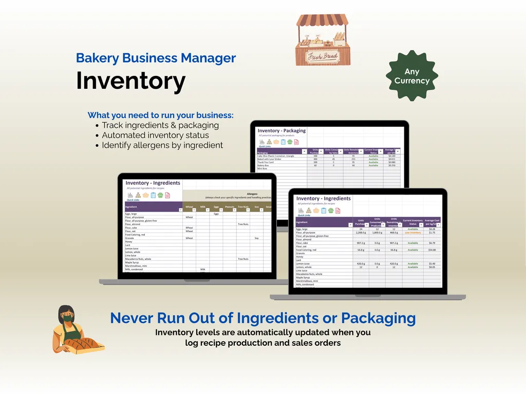 Bakery Business Manager - Excel - Inventory