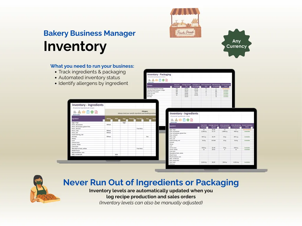 Bakery Business Manager - Excel - Inventory