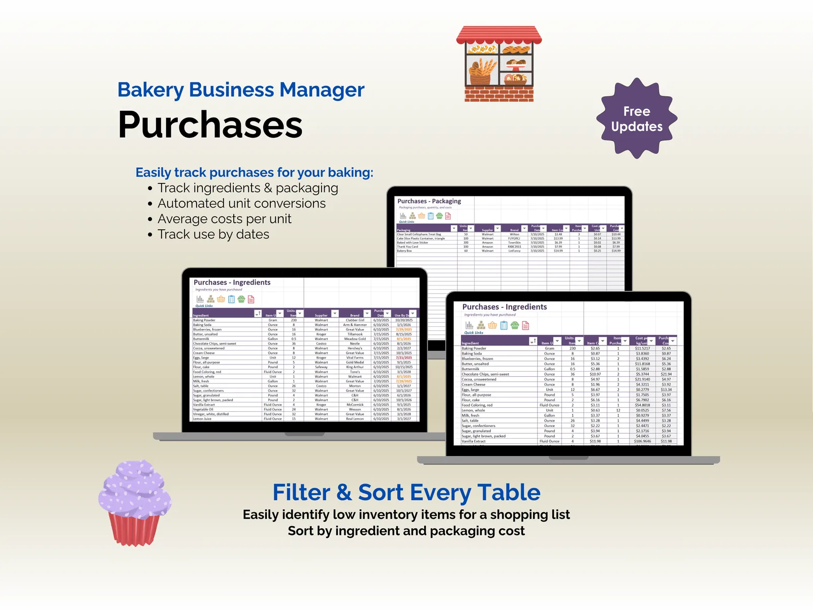 Bakery Business Manager - Excel - Purchases