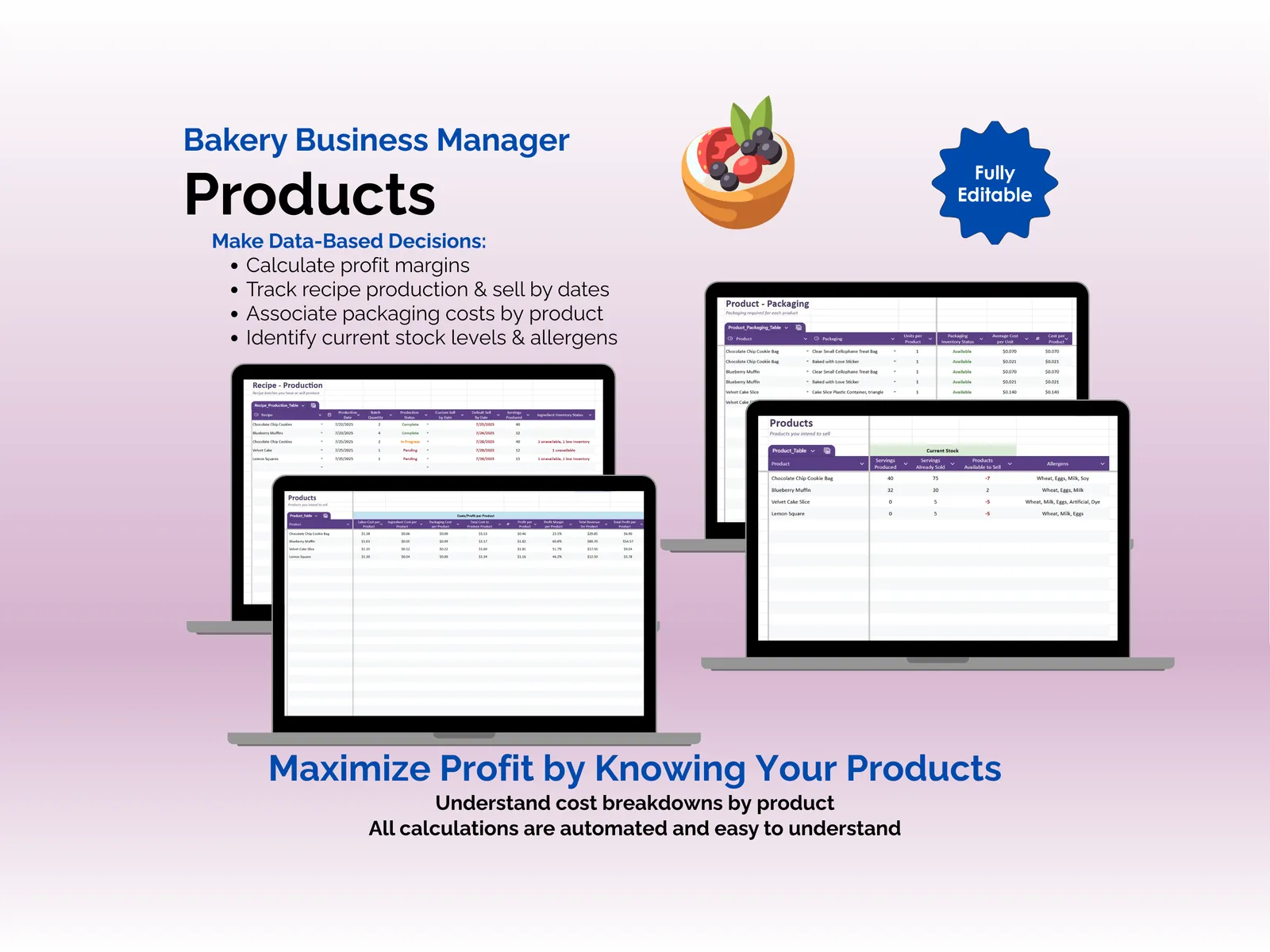 Bakery Business Manager - Sheets - Products