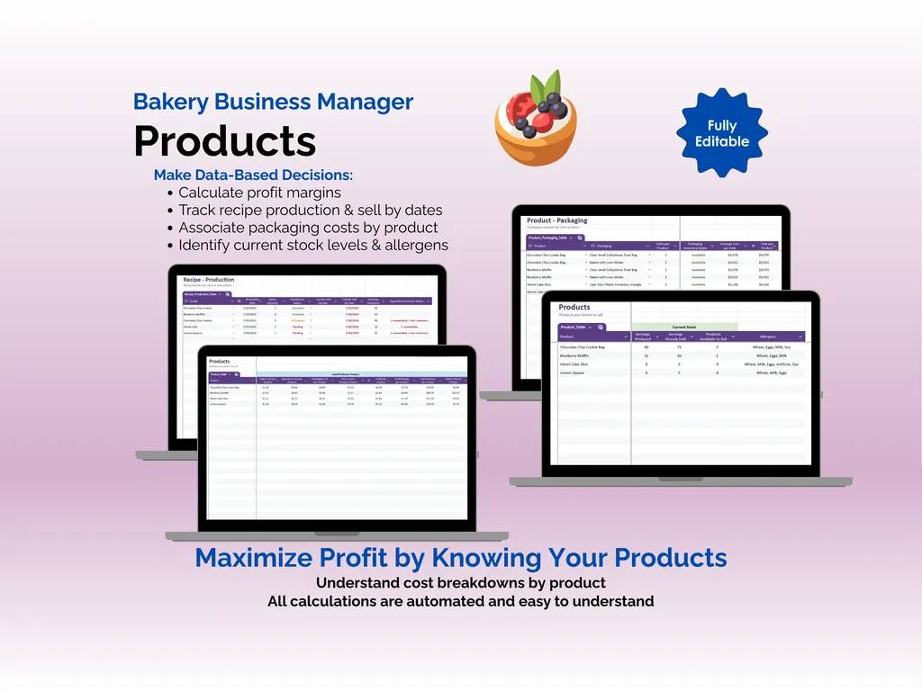 Bakery Business Manager - Sheets - Products