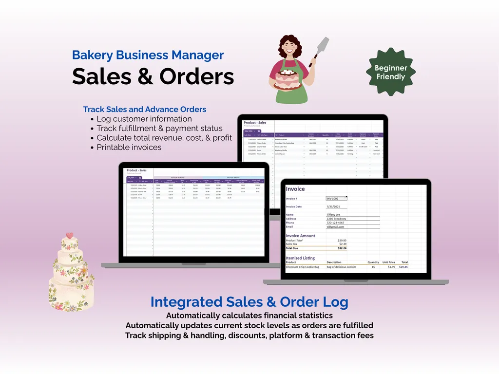 Bakery Business Manager - Sheets - Sales and Orders