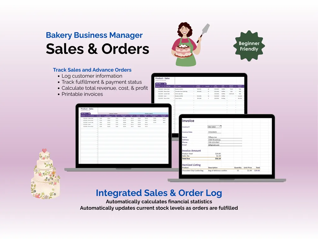 Bakery Business Manager - Sheets - Sales and Orders