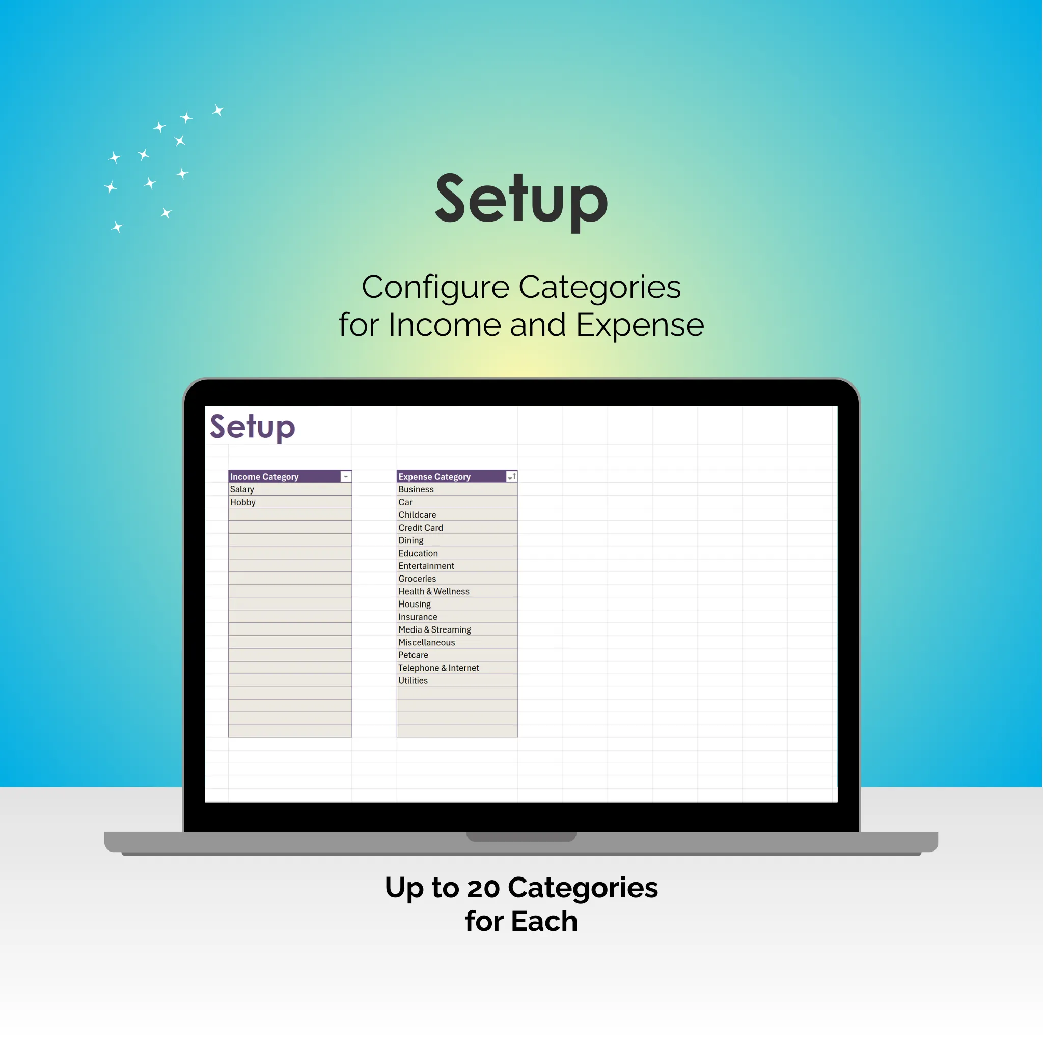 Bill Tracker - Excel - Setup