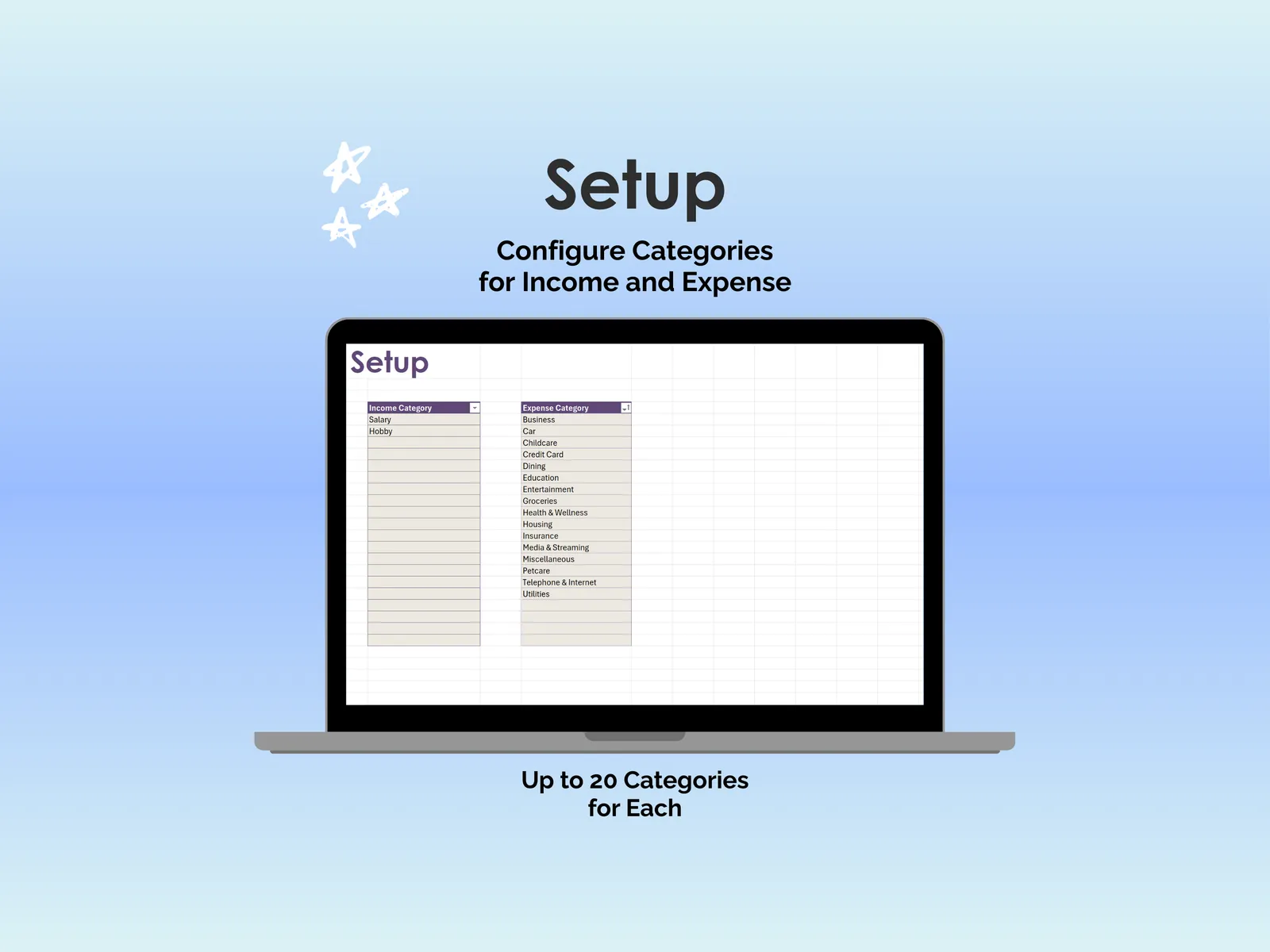Bill Tracker - Excel - Setup