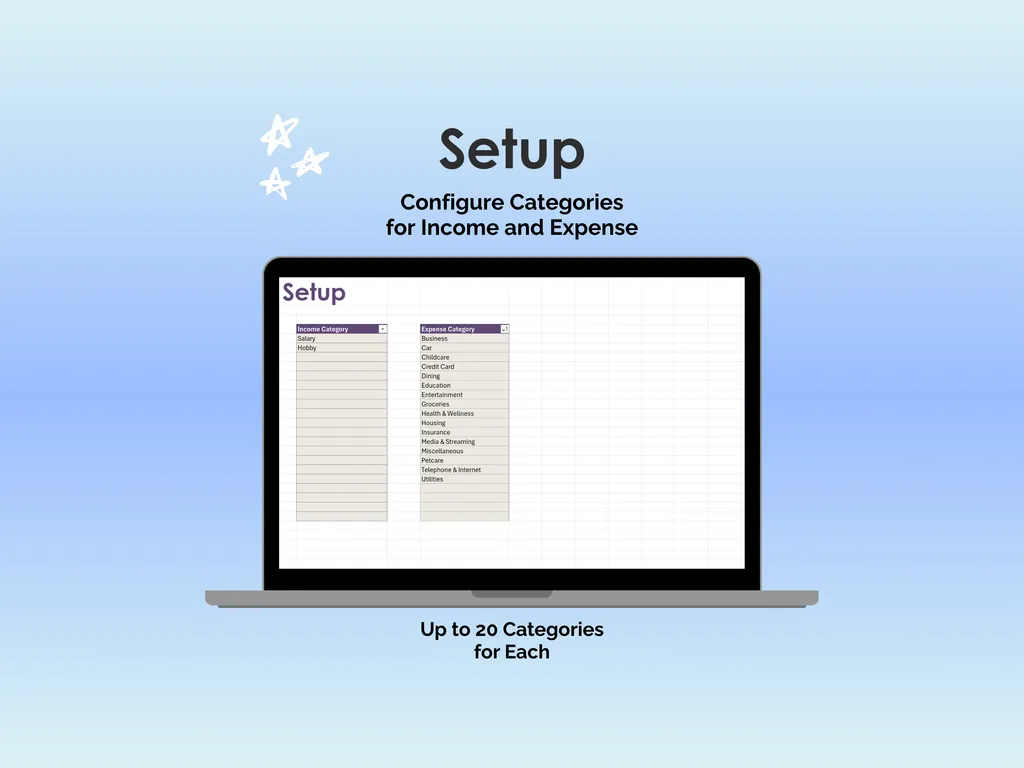 Bill Tracker - Excel - Setup