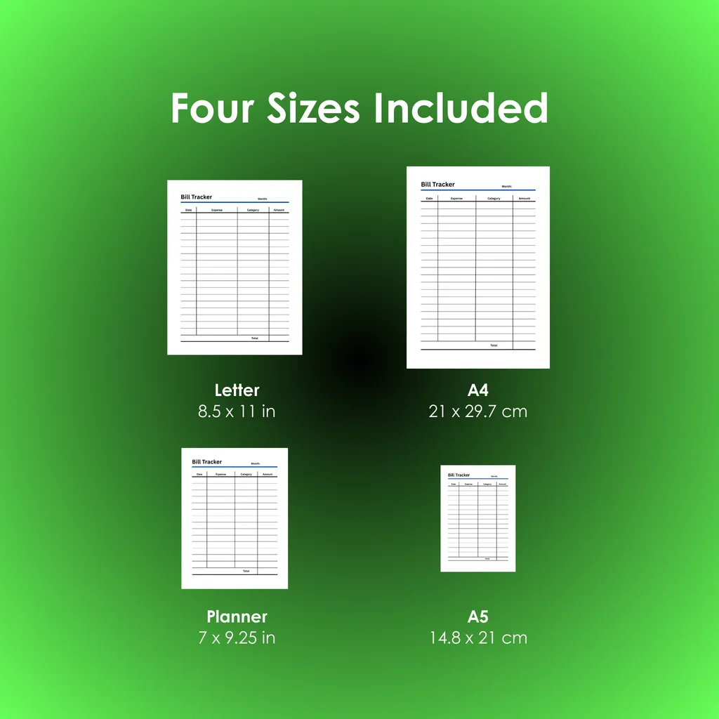 Bill Tracker - PDF - Sizes