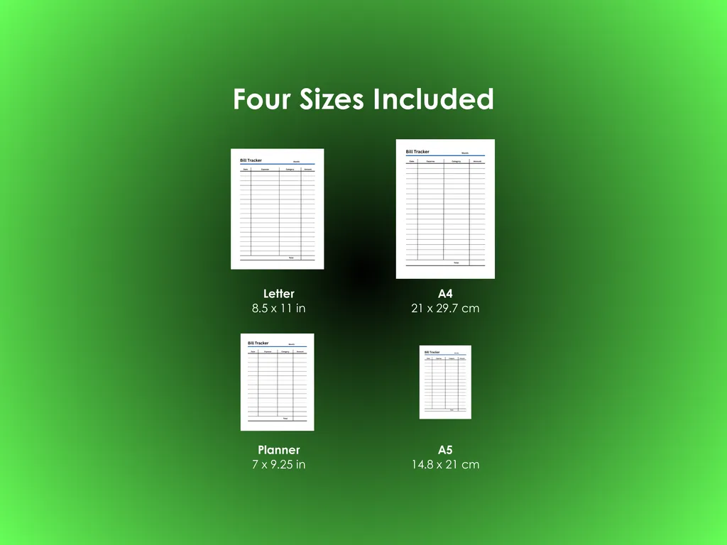 Bill Tracker - PDF - Sizes