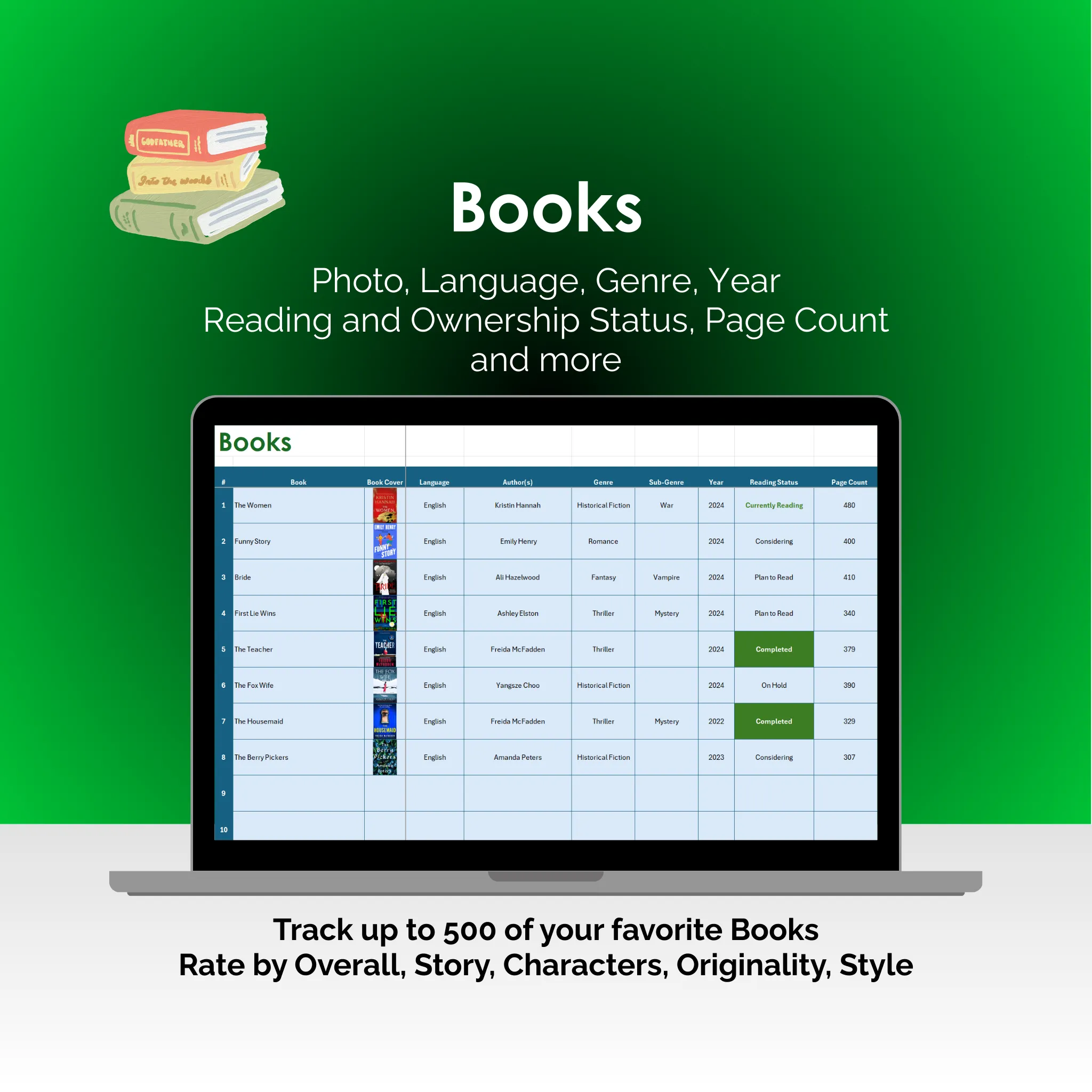 Book Tracker - Excel - Books