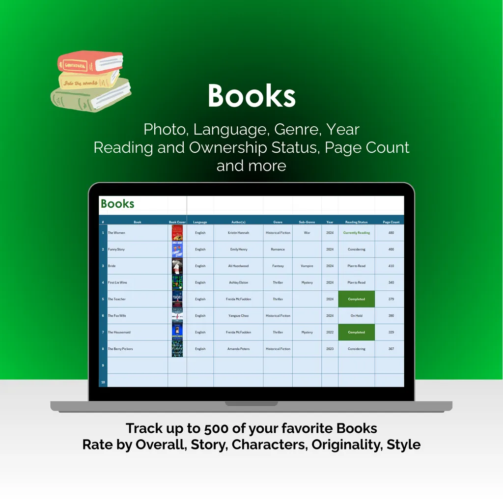Book Tracker - Excel - Books
