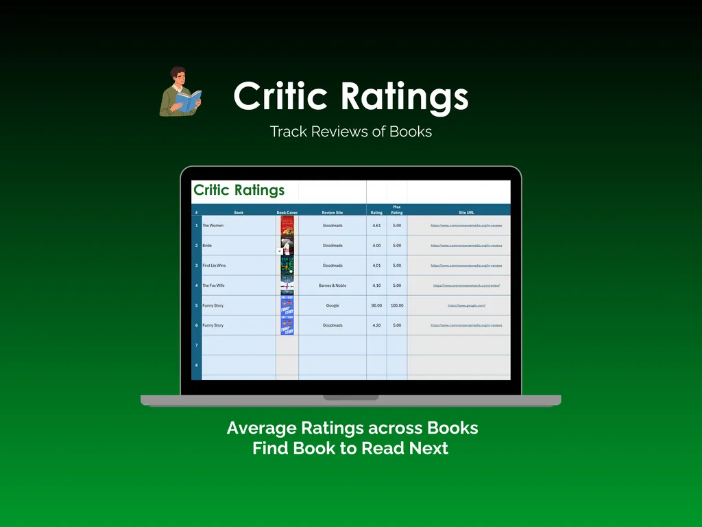 Book Tracker - Excel - Critic Ratings