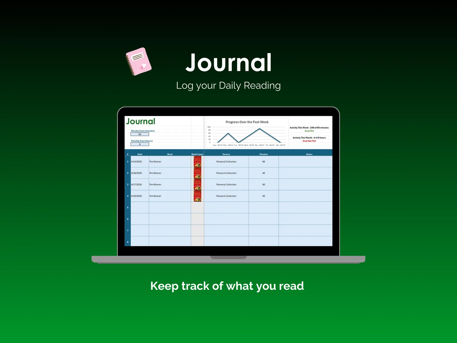 Book Tracker - Excel - Journal 
