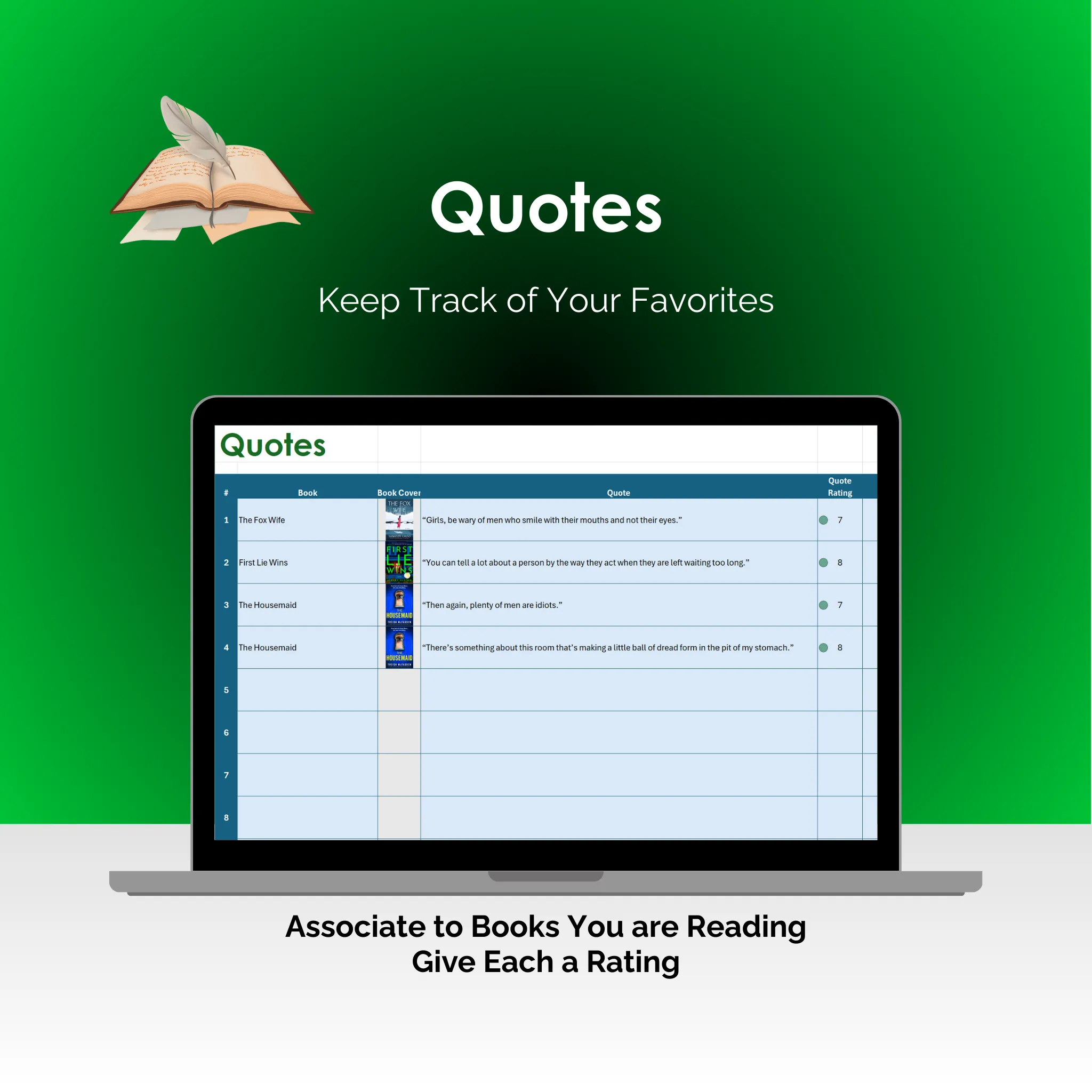 Book Tracker - Excel - Quotes