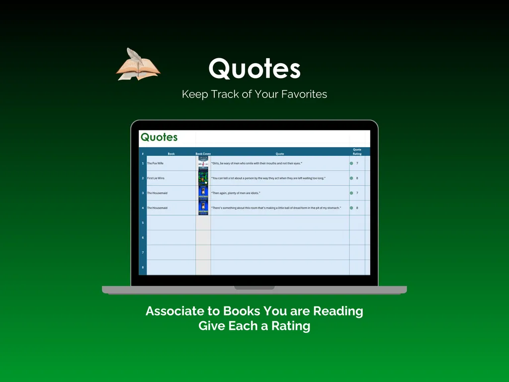 Book Tracker - Excel - Quotes
