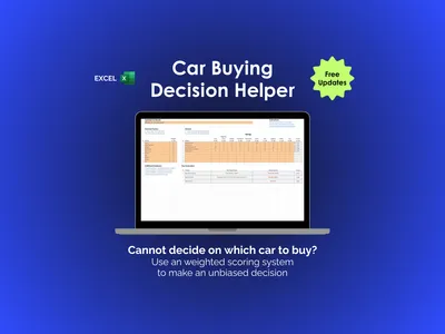 Car Buying Decision Helper - Excel - Help choosing a car to purchase