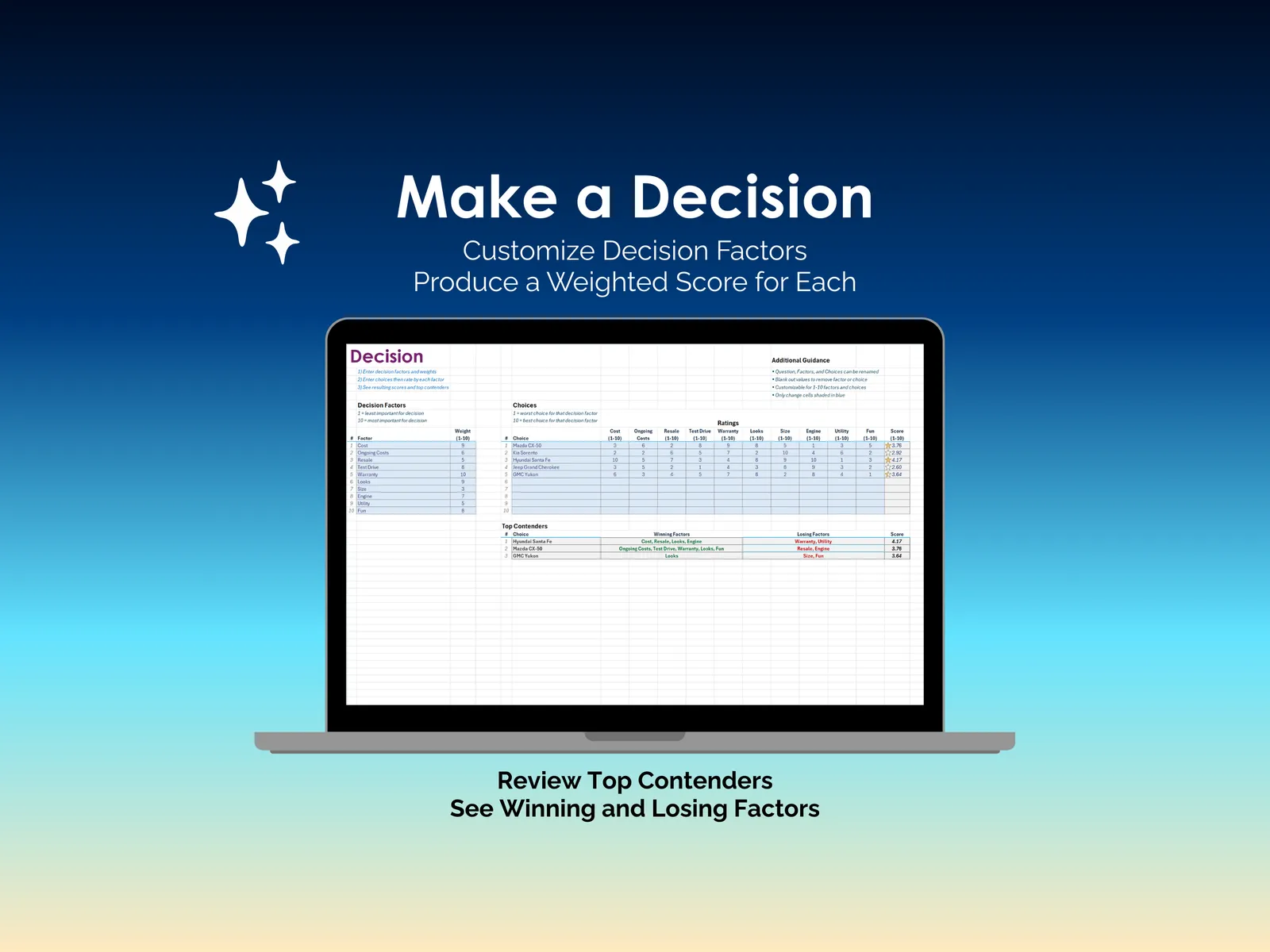 Car Buying Tool - Excel - Decision