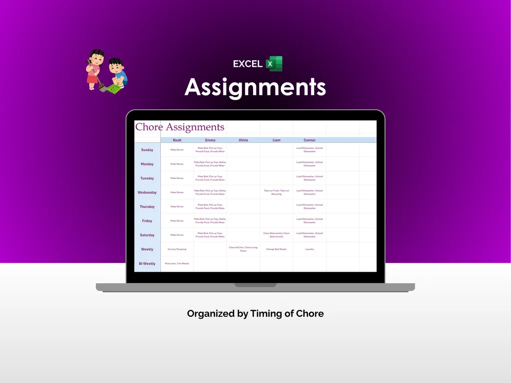 Chore Tracker - Excel - Assignments