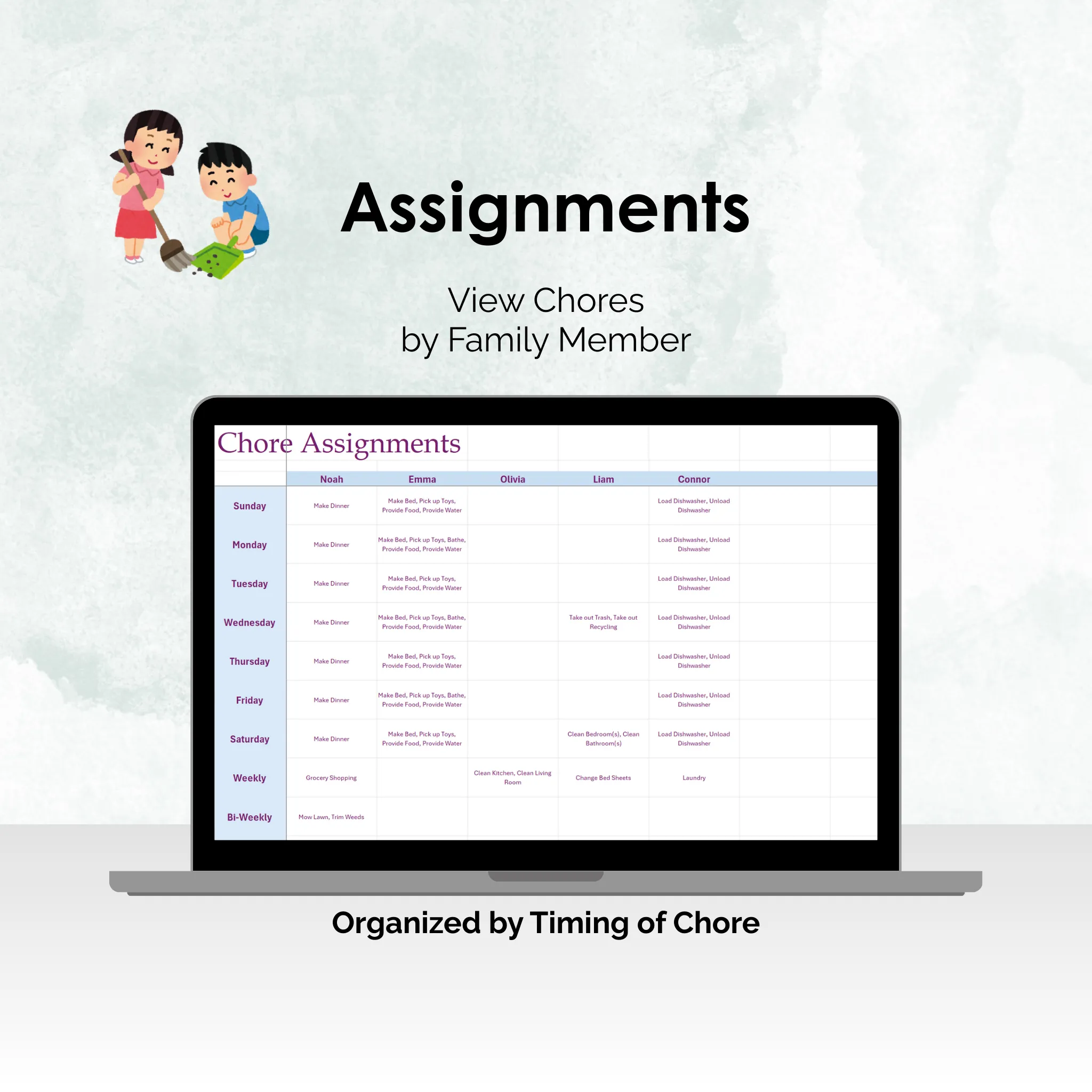 Chore Tracker - Excel - Assignments