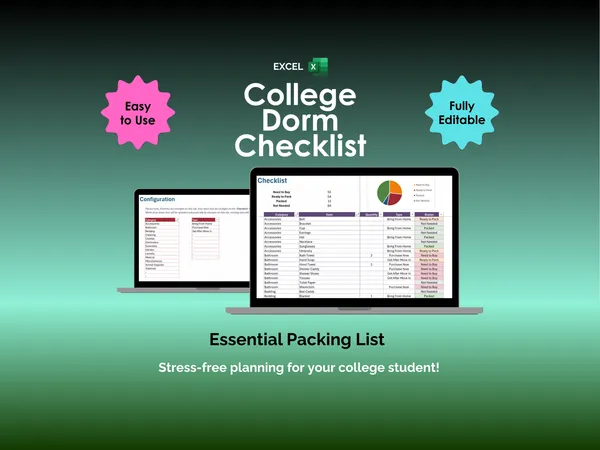 College Dorm Checklist - Excel