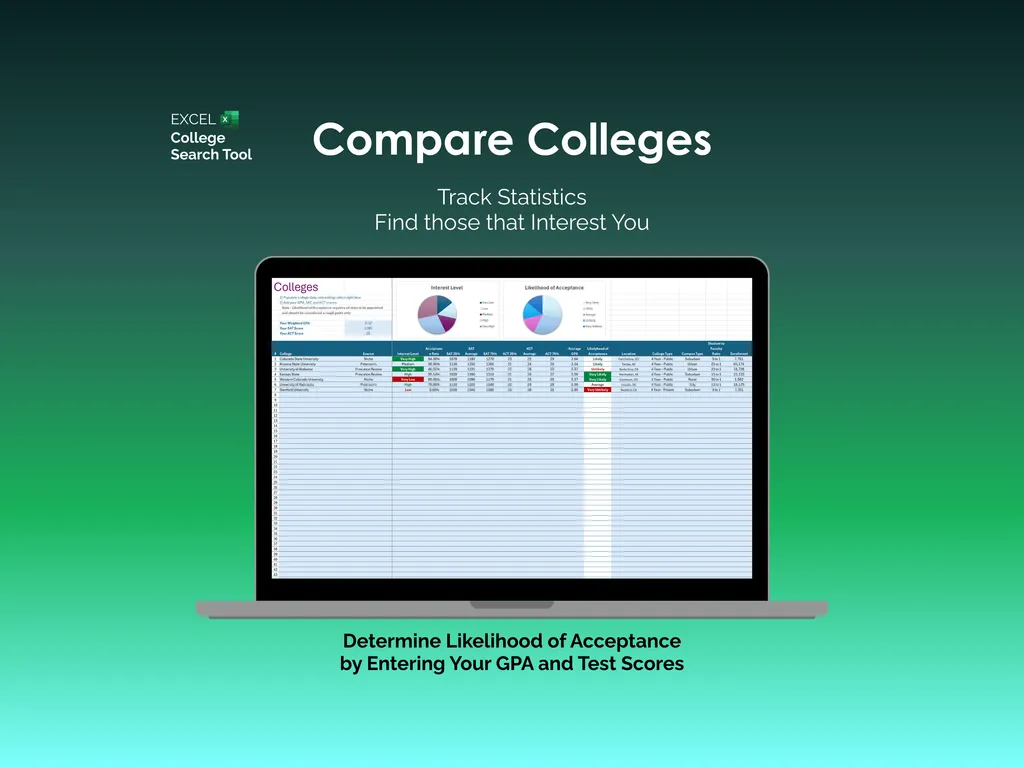 College Search Tool - Excel - Colleges