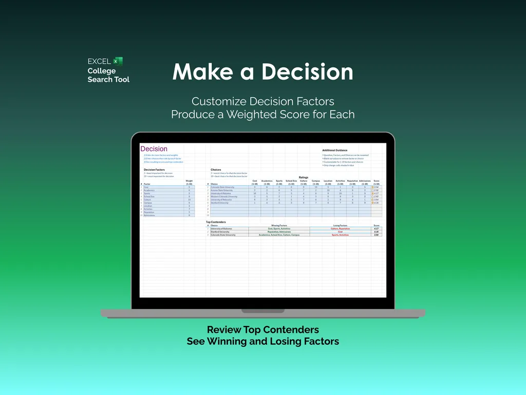 College Search Tool - Excel - Decision
