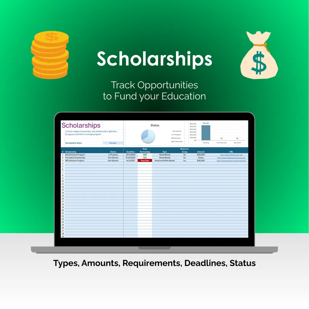 College Search Tool - Excel - Scholarships