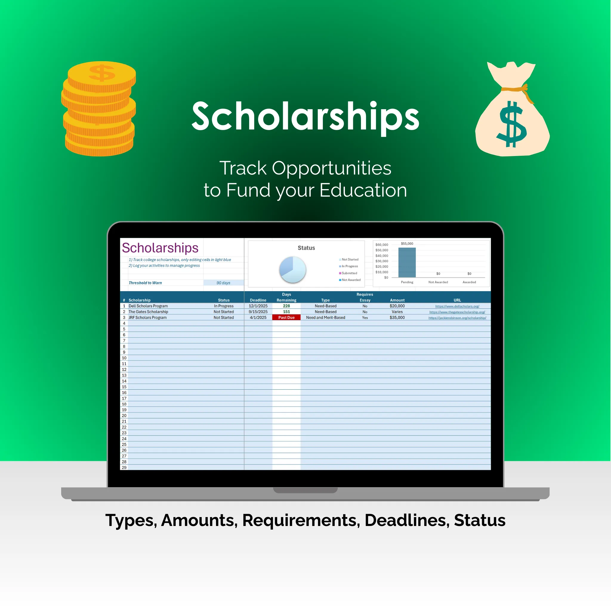 College Search Tool - Excel - Scholarships