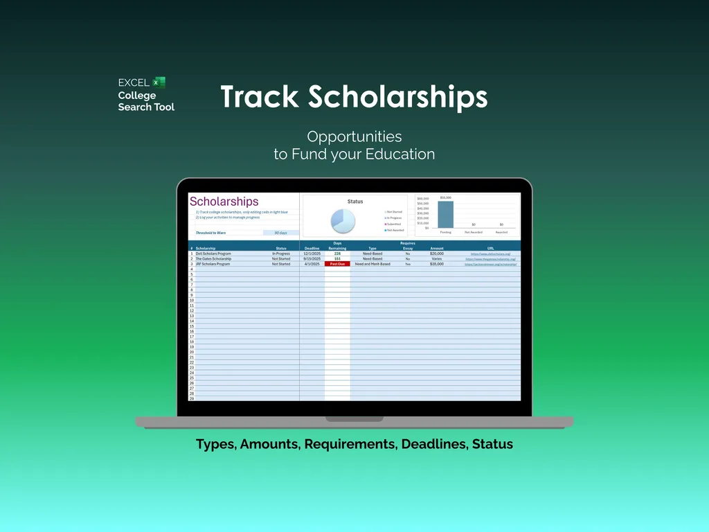 College Search Tool - Excel - Scholarships