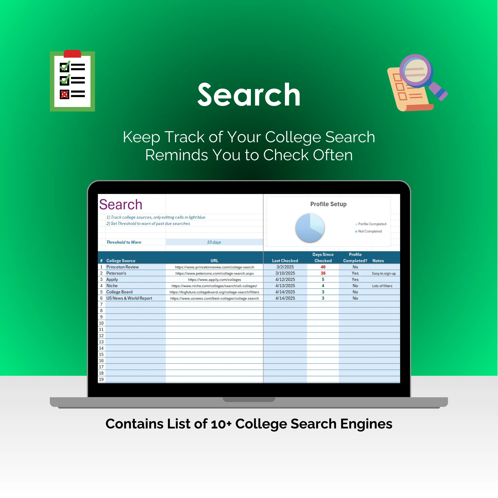 College Search Tool - Excel - Search