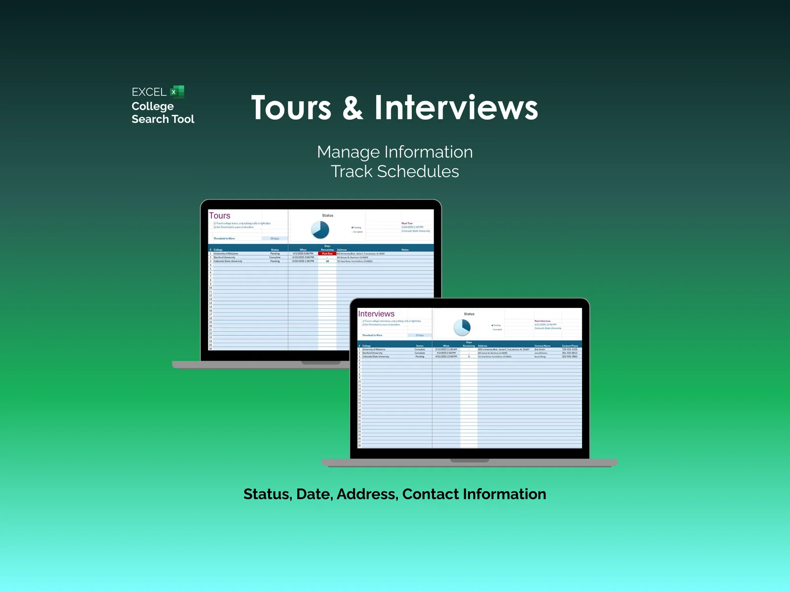 College Search Tool - Excel - ToursInterviews