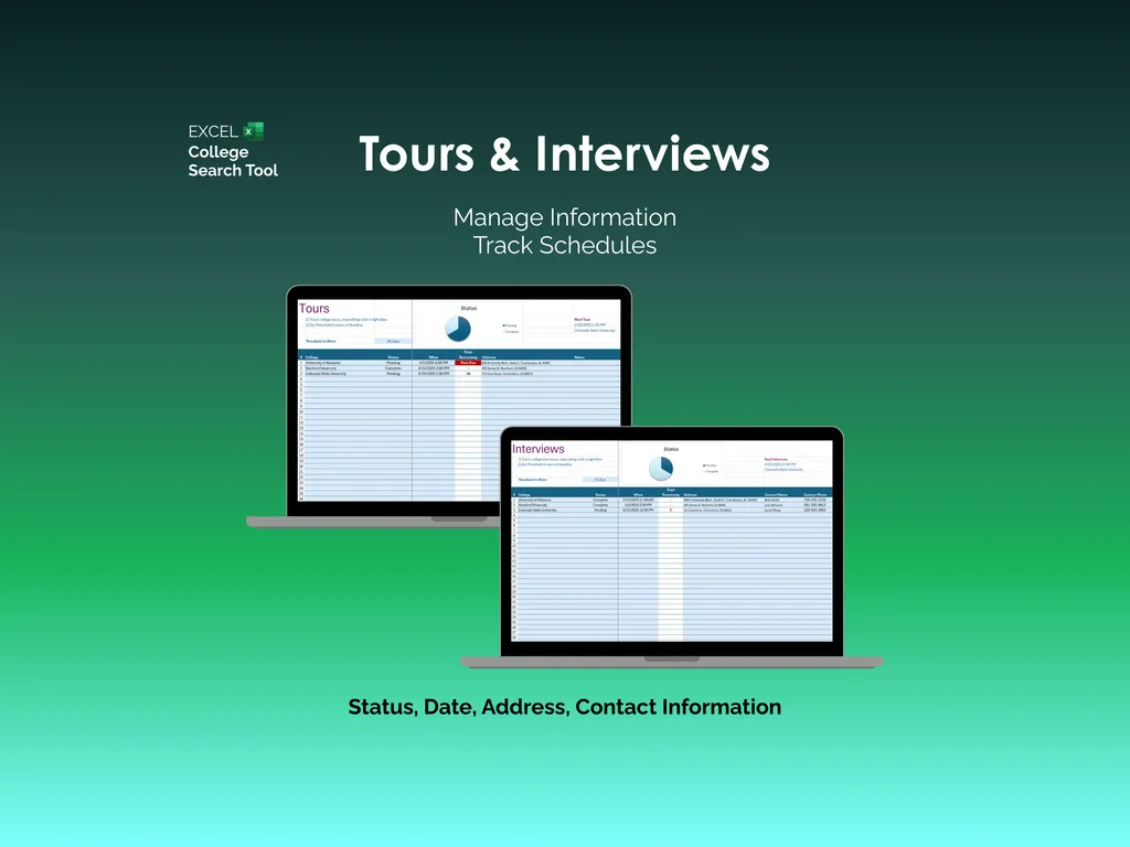 College Search Tool - Excel - ToursInterviews